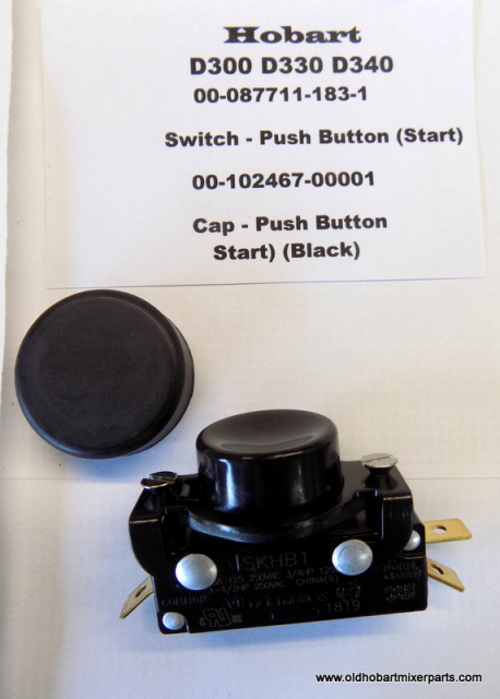 Hobart D300 Push Button Start Switch 00-087711-183-4 Black Push Button Cap 00-102467-00001